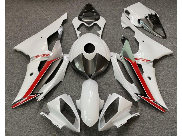 08-16 Glänzend Weiß Silber & Rot R6 Motorrad Verkleidung