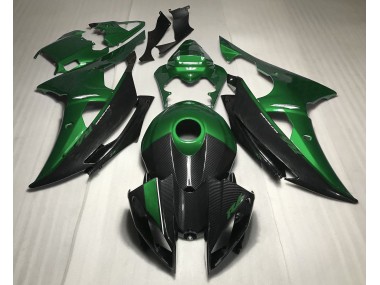 08-16 Grün Mit Kohlefaser Stil R6 Motorrad Verkleidung