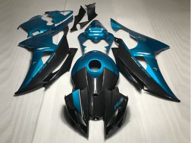 08-16 Hellblau Mit Kohlefaser Stil R6 Motorrad Verkleidung