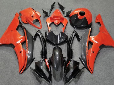 08-16 Orange Glänzend & Kohlefaser R6 Motorrad Verkleidung