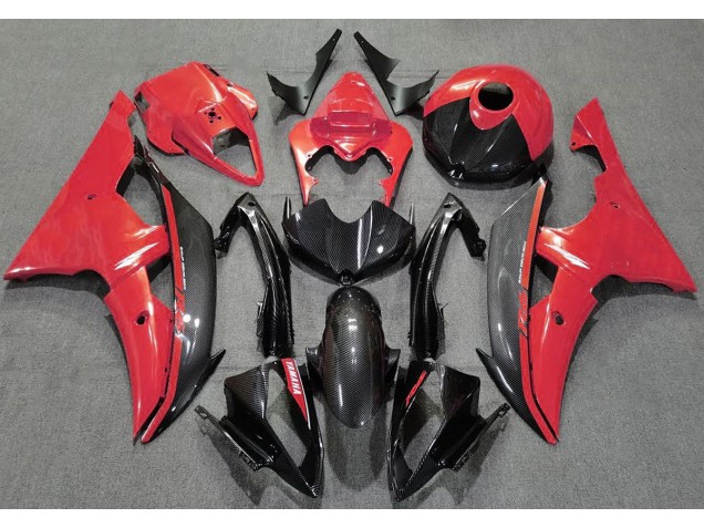 08-16 Rot Glänzend & Kohlefaser R6 Motorrad Verkleidung