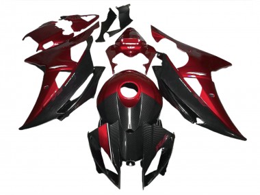 08-16 Rot Mit Carbonfaser-Stil R6 Motorrad Verkleidung