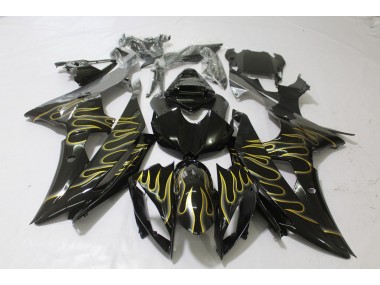 08-16 Schwarz Glänzend & Flame R6 Motorrad Verkleidung