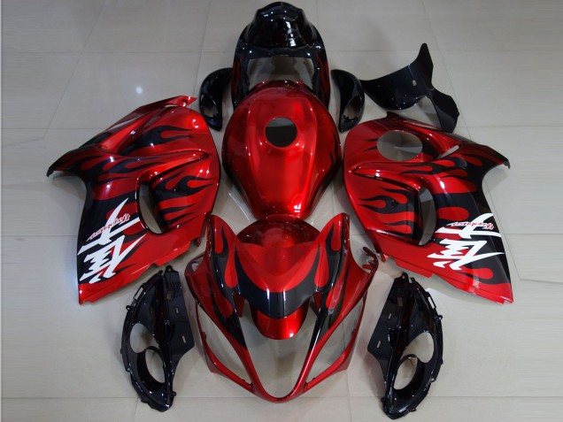 08-20 Leuchtend Rot & Flamme GSXR 1300 Motorrad Verkleidung