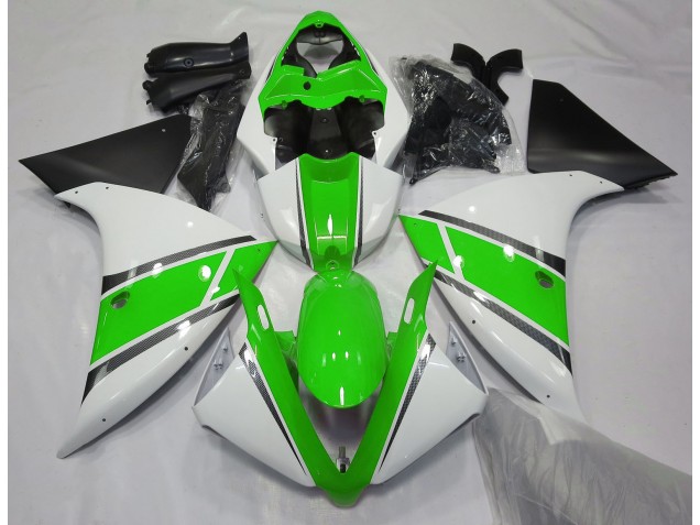 09-11 Glänzend Weiß & Grün R1 Motorrad Verkleidung