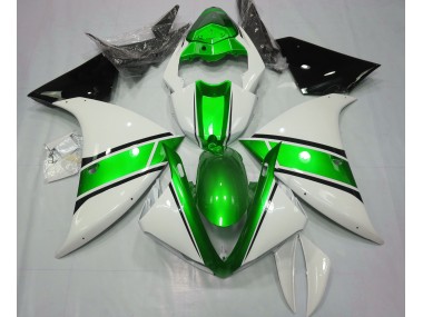 09-11 Glänzend Weiß & Metallic Grün R1 Motorrad Verkleidung