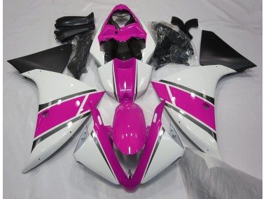 09-11 Glänzend Weiß & Pink R1 Motorrad Verkleidung