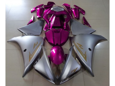 09-11 Matt Silber & Pink R1 Motorrad Verkleidung