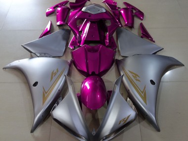 09-11 Matt Silber & Pink R1 Motorrad Verkleidung