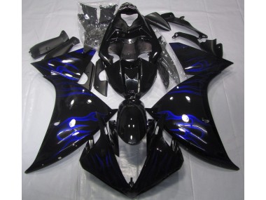 09-11 Schwarz & Blau Flamme R1 Motorrad Verkleidung