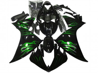 09-11 Schwarz & Grün Flamme R1 Motorrad Verkleidung