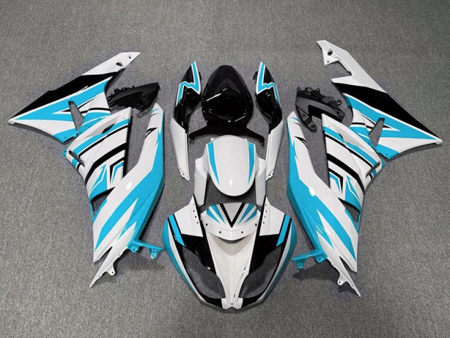 09-12 Hellblau-Weiß & Schwarz-Zack ZX6R Motorrad Verkleidung 09-12 Hellblau-Weiß & Schwarz-Zack ZX6R Motorrad Verkleidung