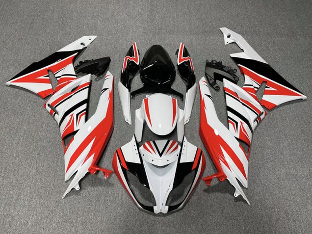 09-12 Rot-Weiß-Schwarz-Zack ZX6R Motorrad Verkleidung 09-12 Rot-Weiß-Schwarz-Zack ZX6R Motorrad Verkleidung