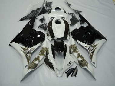 09-12 Schwarz Gold & Weiß CBR600RR Motorrad Verkleidung