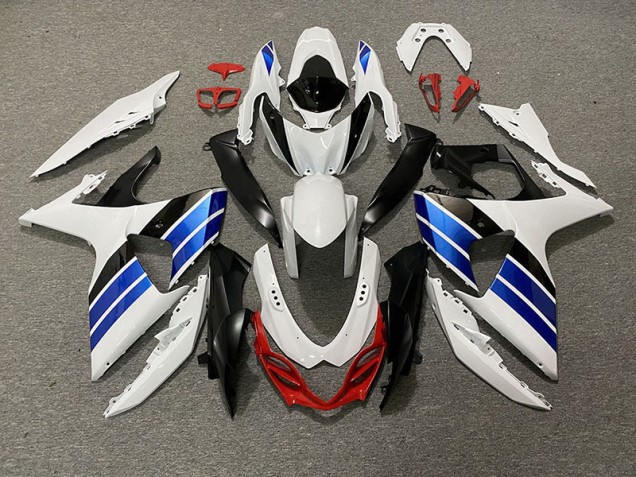 09-16 Glänzend Weiß Blau Schwarz & Rot GSXR 1000 Motorrad Verkleidung