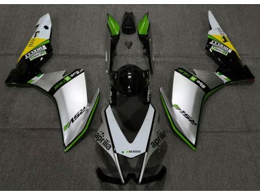 10-15 Silber Pirelli & Grün RSV4 1000 Motorrad Verkleidung