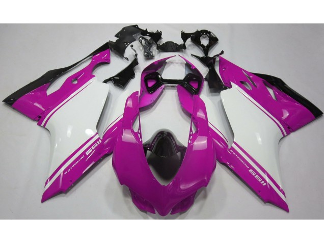 11-14 Glanzrosa Weiß & Schwarz Ducati 1199 Motorrad Verkleidung