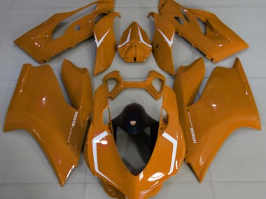 11-14 Orange Glänzend & Weiß Ducati 1199 Motorrad Verkleidung