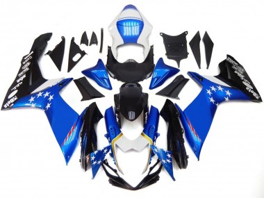 11-24 Blauer Stil Mit Roten Sternen GSXR 600-750 Motorrad Verkleidung