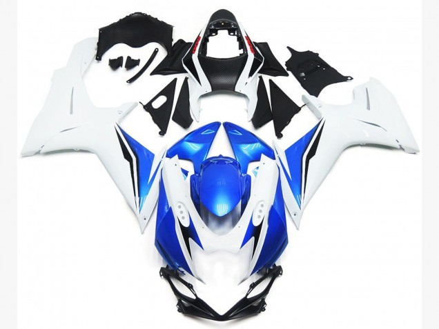 11-24 Glänzend Weiß & Blau GSXR 600-750 Motorrad Verkleidung