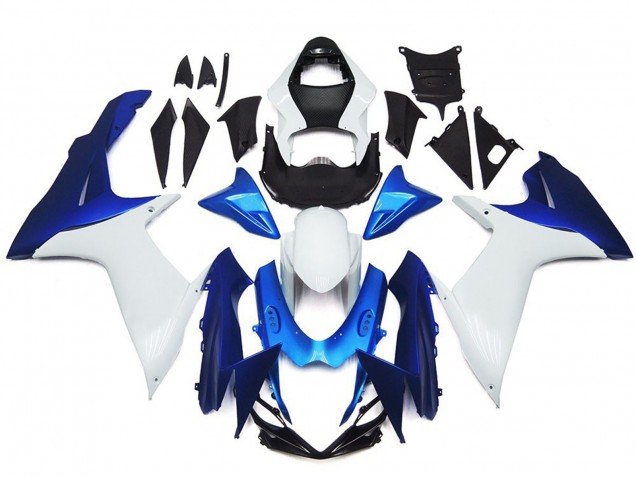11-24 Schlichte Weißes & Blaues Stil Kit GSXR 600-750 Motorrad Verkleidung
