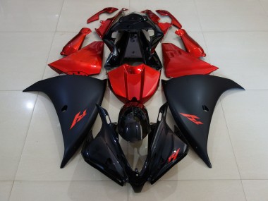 12-14 Matt Schwarz & Feuerrot R1 Motorrad Verkleidung