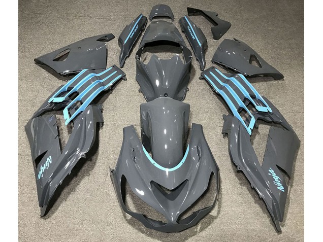 12-21 Glänzend Grau & Hellblau ZX14R Motorrad Verkleidung