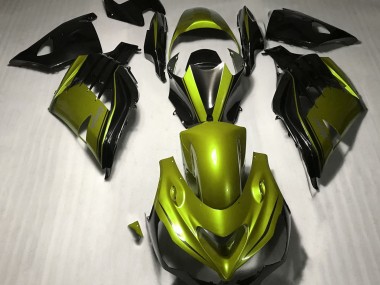 12-21 Glänzendes Gelb & Schwarz ZX14R Motorrad Verkleidung