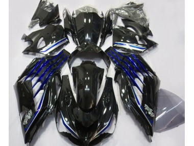 12-21 Schwarz Glänzend & Blau ZX14R Motorrad Verkleidung