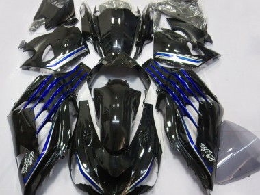 12-21 Schwarz Glänzend & Blau ZX14R Motorrad Verkleidung