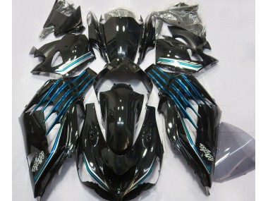 12-21 Schwarz Glänzend & Hellblau ZX14R Motorrad Verkleidung