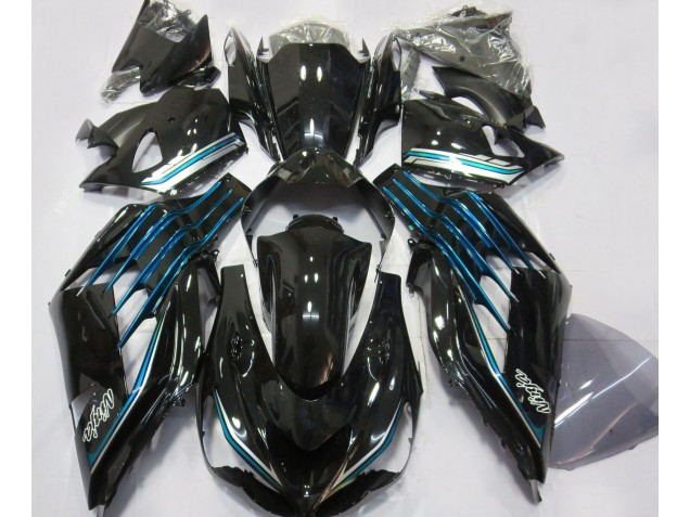 12-21 Schwarz Glänzend & Hellblau ZX14R Motorrad Verkleidung