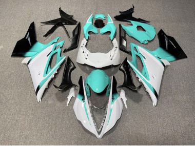 13-16 Glänzend Weiß & Blaugrün Daytona 675 Motorrad Verkleidung