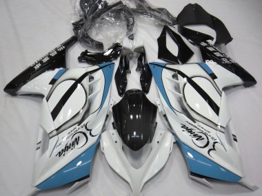 13-18 Glänzend Weiß & Hellblau Ninja 300 Motorrad Verkleidung