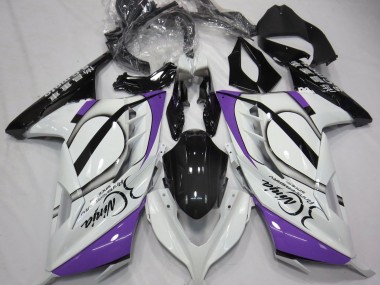 13-18 Glänzend Weiß & Lila Ninja 300 Motorrad Verkleidung