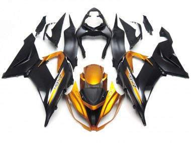 13-18 Matt Schwarz & Gold ZX6R Motorrad Verkleidung