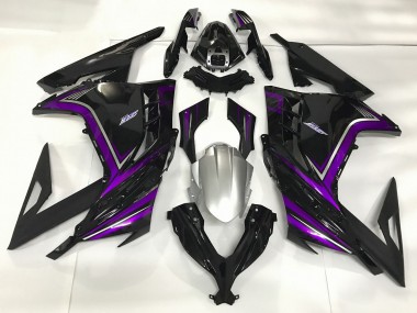 13-18 Schwarz Glänzend & Lila Ninja 300 Motorrad Verkleidung
