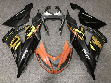 13-18 Schwarz Glänzend & Orange ZX6R Motorrad Verkleidung