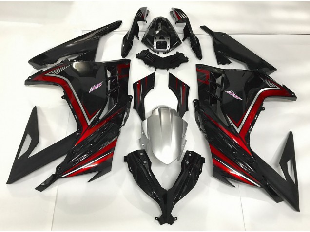 13-18 Schwarz Glänzend & Rot Ninja 300 Motorrad Verkleidung