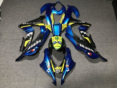 16-19 Metallisch Blauer Hai ZX10R Motorrad Verkleidung