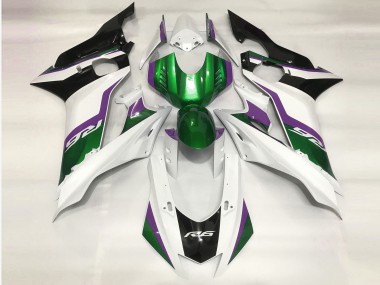 17-21 Grün & Glänzend Weiß R6 Motorrad Verkleidung