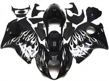 97-07 Schwarz Glänzend Mit Silber Flame GSXR 1300 Motorrad Verkleidung